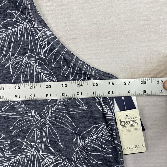 Angels Forever Young Top Womens 3X Blue Palm Floral Tank Stretch Cotton NWT - Picture 3 of 7